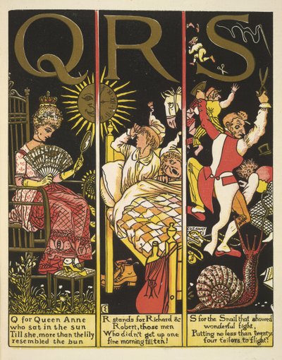 QRS- アン女王の Q; R は Richard & Robert の略です。 カタツムリのS 作： Walter Crane