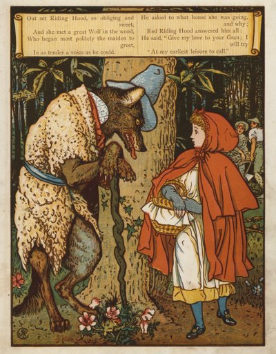 赤ずきん（カラーリトグラフ 作： Walter Crane
