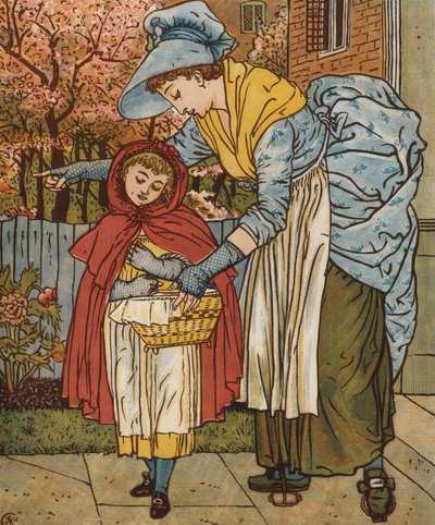 赤ずきん（カラーリトグラフ 作： Walter Crane