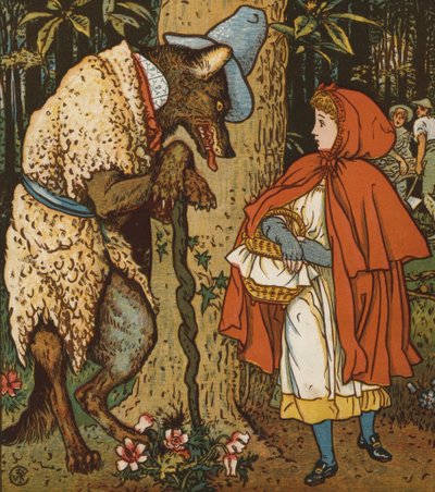 赤ずきん（カラーリトグラフ 作： Walter Crane
