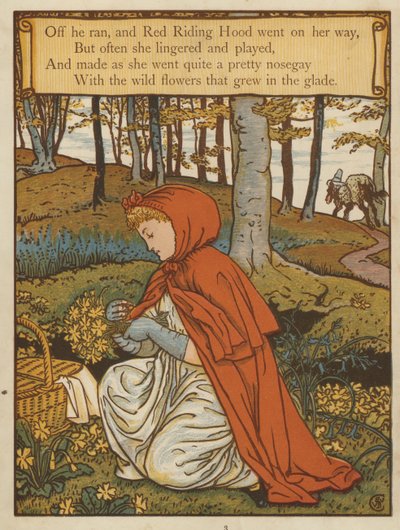 赤ずきん（カラーリトグラフ 作： Walter Crane