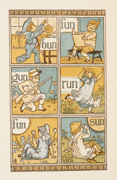 Riimittäviä sanoja, jotka päättyvät kirjaimeen N. Kultainen aluke. 作： Walter Crane