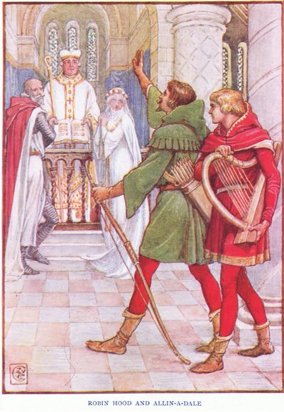 ロビンフッドとアランデール、1920年頃 作： Walter Crane