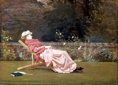 カーライル伯爵夫人ロザリンド（1845-1921）、ナワースの庭園にて 作： Walter Crane