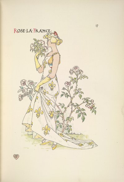 Rosa La França. Uma jovem cheirando um buquê de flores 作： Walter Crane