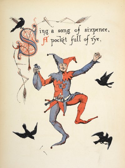 6ペンスの歌を歌おう、ポケットいっぱいのライ麦。 作： Walter Crane