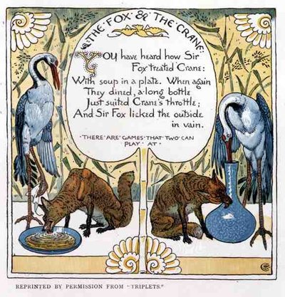 三つ子の魂百まで」より「狐と鶴 作： Walter Crane