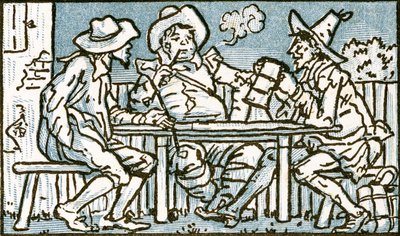 The Happy Poor、「Pan-Pipes」からの「Who Liveth So Merry in this this Land」の歌のイラスト、A Book of Old Songs、新しくアレンジされた、Theoの伴奏付き。 Marzials、Gによってロンドンで公開 作： Walter Crane