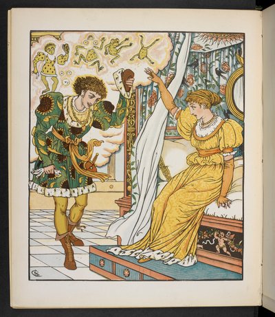 ヤコブとヴィルヘルム・グリムによる「王様の娘とカエル」（リトグラフ） 作： Walter Crane