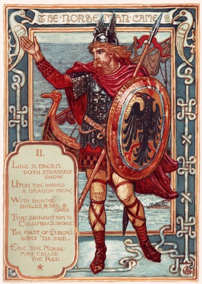 ノースマン。出典：コロンビアの求愛：アメリカ合衆国の絵の歴史、1893 作： Walter Crane