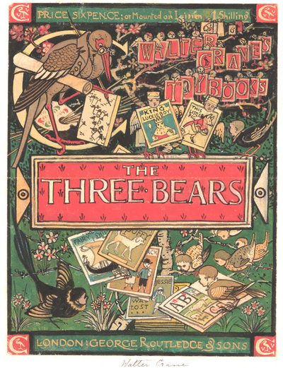 3びきのくま (紙に水彩、インク、鉛筆) 作： Walter Crane
