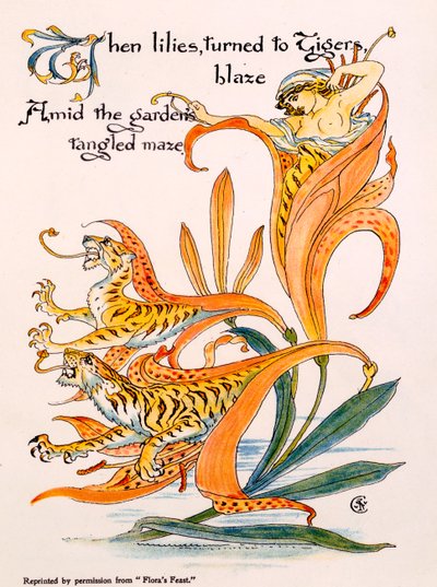 タイガーリリー、ウォルタークレーンの「フローラの饗宴」のイラスト、1889年に初公開 作： Walter Crane
