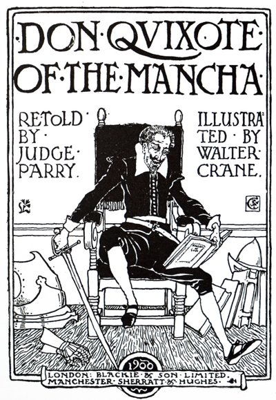 20世紀版『ドン・キホーテ』の表紙。 作： Walter Crane
