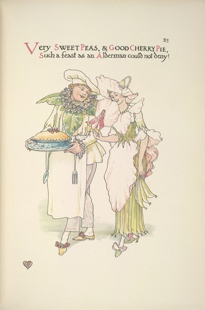 Ervilhas muito doces e boa torta de cereja, um banquete que um vereador não poderia negar! 作： Walter Crane