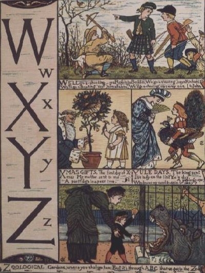 童謡をモチーフにしたアルファベットのW～Z 作： Walter Crane