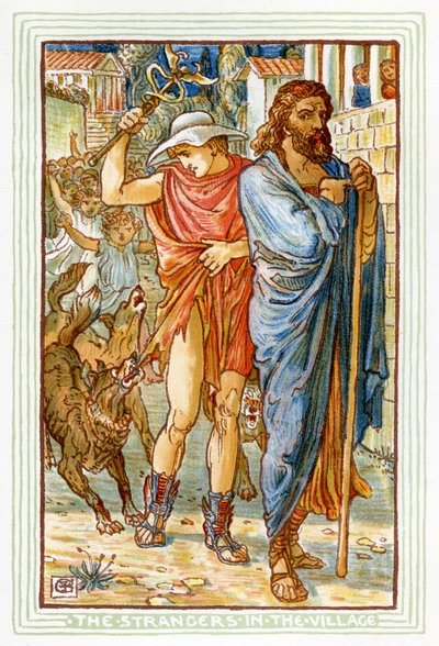 ゼウスとエルメスが農民に変装 作： Walter Crane