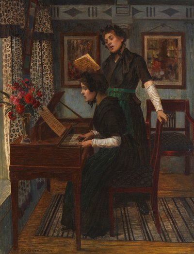 音楽のレッスン、c。 1890年。 作： Walter Firle