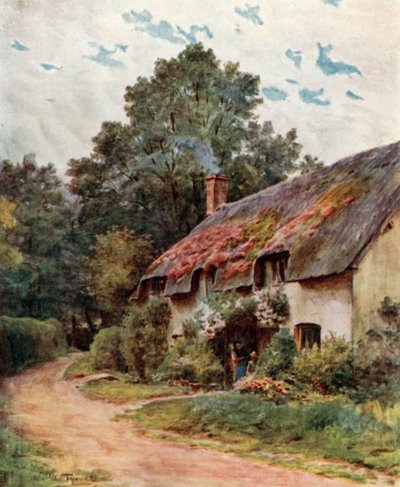 ダンスター近郊のサマセット・コテージ（カラーリトグラフ 作： Walter Frederick Roofe Tyndale