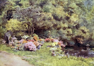 京都の寺院庭園の蝶院にあるツツジ 作： Walter Frederick Roofe Tyndale