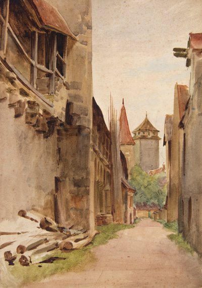 裏通り、ローテンブルク（水彩画） 作： Walter Frederick Roofe Tyndale