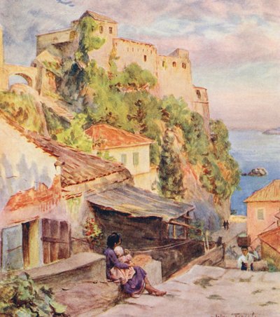 カステルヌオーヴォ、ボカ・コトルスカ湾（カラーリトグラフ） 作： Walter Frederick Roofe Tyndale