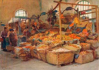フルーツストール、メントンマーケット、c1875-1906、1906 作： Walter Frederick Roofe Tyndale