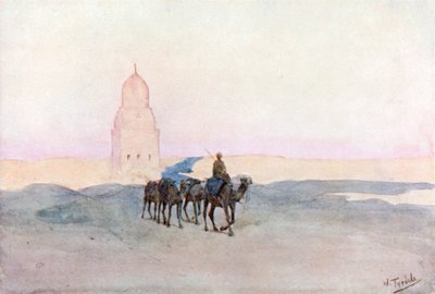 カリフの墓の近く、カイロ（カラーリトグラフ） 作： ウォルター・フレデリック・ルーフン・ティンデール