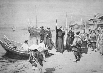 聖フランシスコ・ザビエルの鹿児島上陸(リトグラフ) 作： Walter Frederick Roofe Tyndale