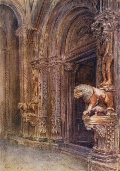 トラウのドゥオーモのポーチ（カラーリトグラフ） 作： Walter Frederick Roofe Tyndale