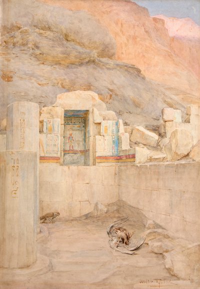 コウノトリの死骸と2羽の猛禽（水彩画） 作： Walter Frederick Roofe Tyndale
