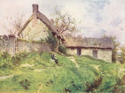 ウェセックスウェーマス近郊、サットン・ポインツのコテージ群（カラーリトグラフ） 作： Walter Frederick Roofe Tyndale