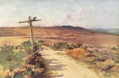 ウェセックス秋のベア・ヒース、遠くにギャローズ・ヒル（カラーリトグラフ） 作： Walter Frederick Roofe Tyndale