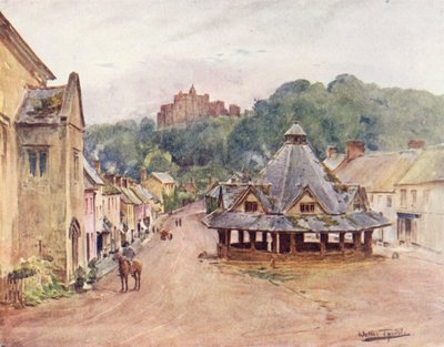 ウェセックスダンスター城と糸市場（カラーリトグラフ） 作： Walter Frederick Roofe Tyndale