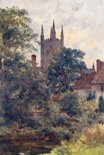 ウェセックスウィルト州メア、ディーンの果樹園から（カラーリトグラフ） 作： Walter Frederick Roofe Tyndale