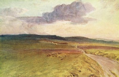 ウェセックスドーチェスター、メイデン城付近（カラーリトグラフ） 作： Walter Frederick Roofe Tyndale