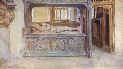 ウェセックスドーチェスター近郊、パドルタウン教会のアテルハンプトン通路（カラーリトグラフ） 作： Walter Frederick Roofe Tyndale