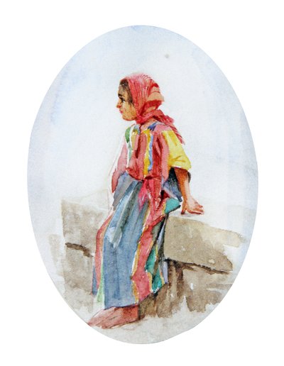 アラブの少女（水彩） 作： Walter Frederick Roofe Tyndale