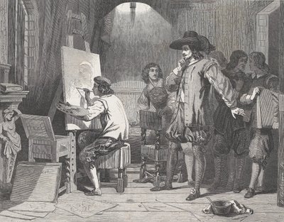 師匠のムリーリョが作業中に発見したセバスチャン・ゴメス（1848年4月29日付『イラストレーションL...』より）。 作： Walter George Mason