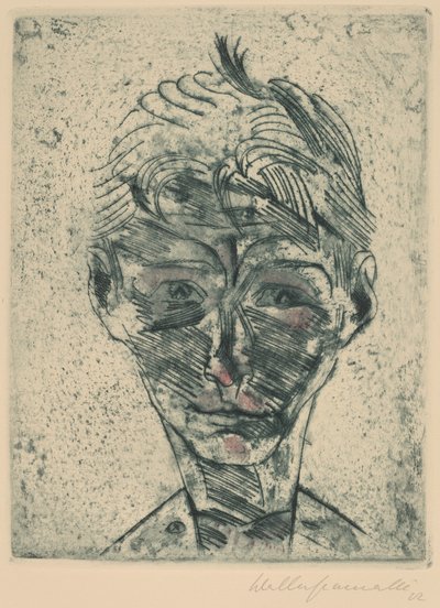 若い男の胸像、自画像 作： Walter Gramatte