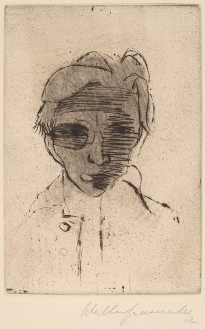 暗い顔、自画像 作： Walter Gramatte