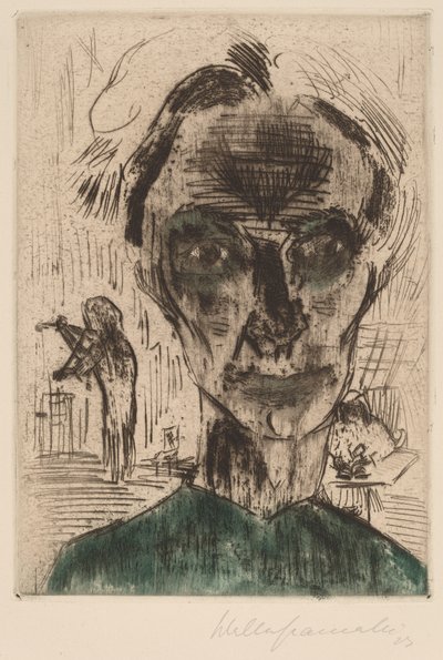 部屋の中の男、自画像、1922-1923年 作： Walter Gramatte