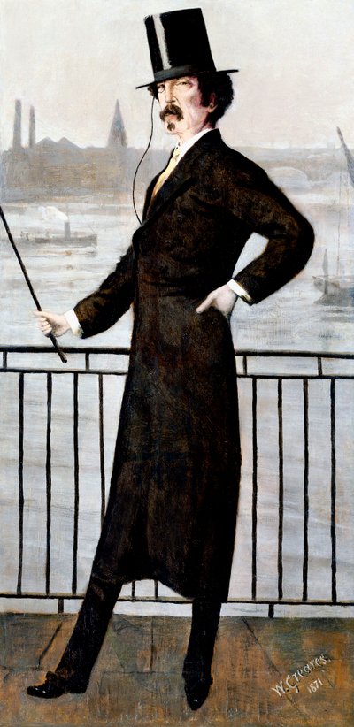未亡人のジェームズ・アボット・マクニール・ウィスラー、1871年、チェルシー、リンジーロウの彼の家で散歩 作： Walter Greaves