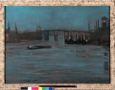 ノクターン、バタシーオールドブリッジ、ロンドン（キャンバスに油彩） 作： Walter Greaves