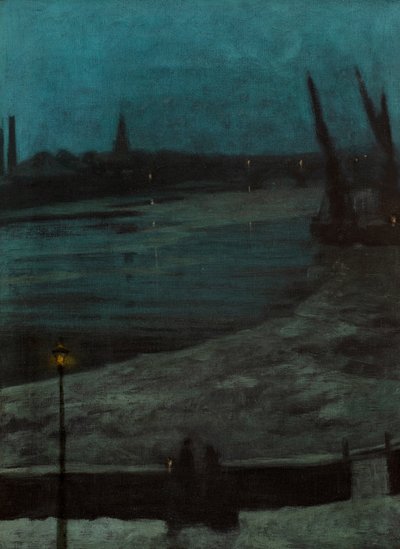 ノクターン、バタシー・リーチ（油彩・キャンバス） 作： Walter Greaves