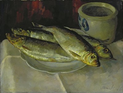 魚の静物（キャンバスに油彩） 作： ヴァルター・ハインリヒ・タンク