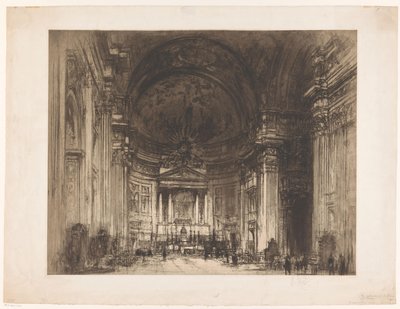 ローマのサンティッシモ ノーム ディ ジェスの内部の眺め 作： Walter Hilton Nash (signed by artist)