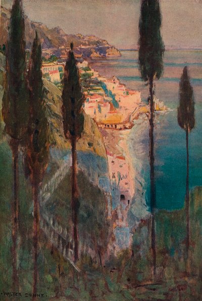 夕方の影、アマルフィ、c1887-1906、1906-7 作： Walter J Donne