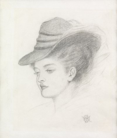 アーティストの妻、エミリー・レンショー（紙に鉛筆） 作： Walter John Knewstub