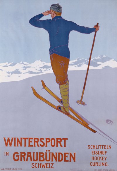 グラウビュンデンのウィンタースポーツ、1906年 作： Walter Koch