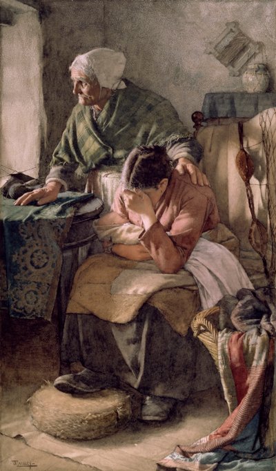 「しかし男性は働かなければならず、女性は泣かなければならない」、1883年 作： Walter Langley